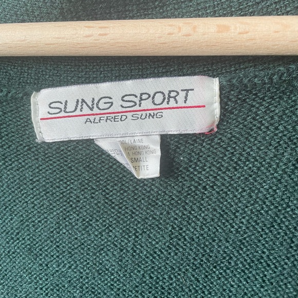 ALFRED SUNG VINTAGE EMBROIDERED 100% WOOL CARDIGAN SIZE SMALL DESIGNER VINTAGE - Picture 4 of 10